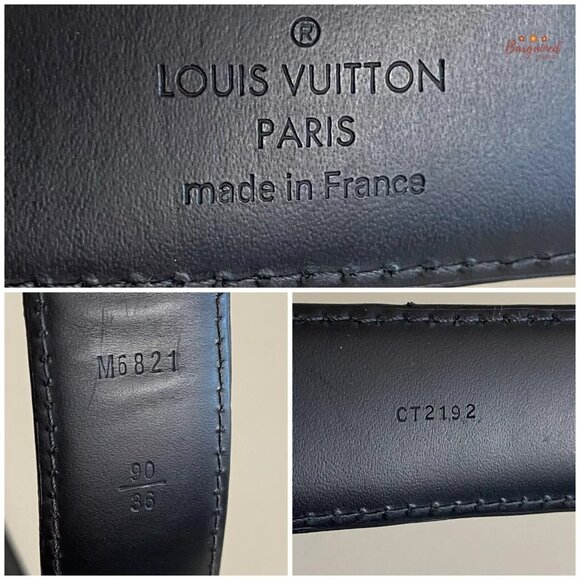 Authentic Louis Vuitton Canvas Leather Damier Graphite Ellipse Buckle Belt 90/36 - Picture 7 of 14